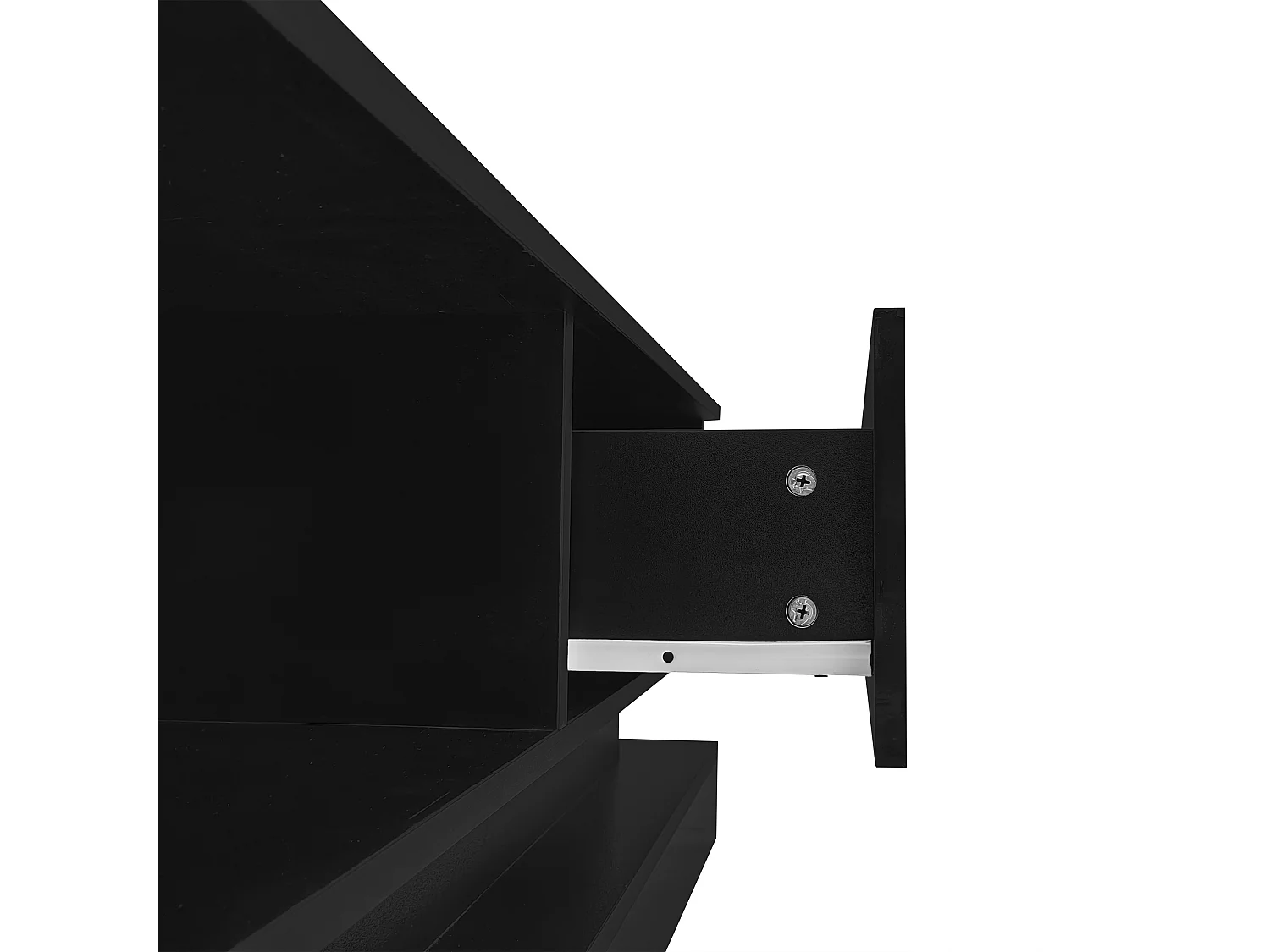 Meuble TV 160x35x40.5 cm LED salon avec 2 portes et rangement ouvert - bois - noir brillant