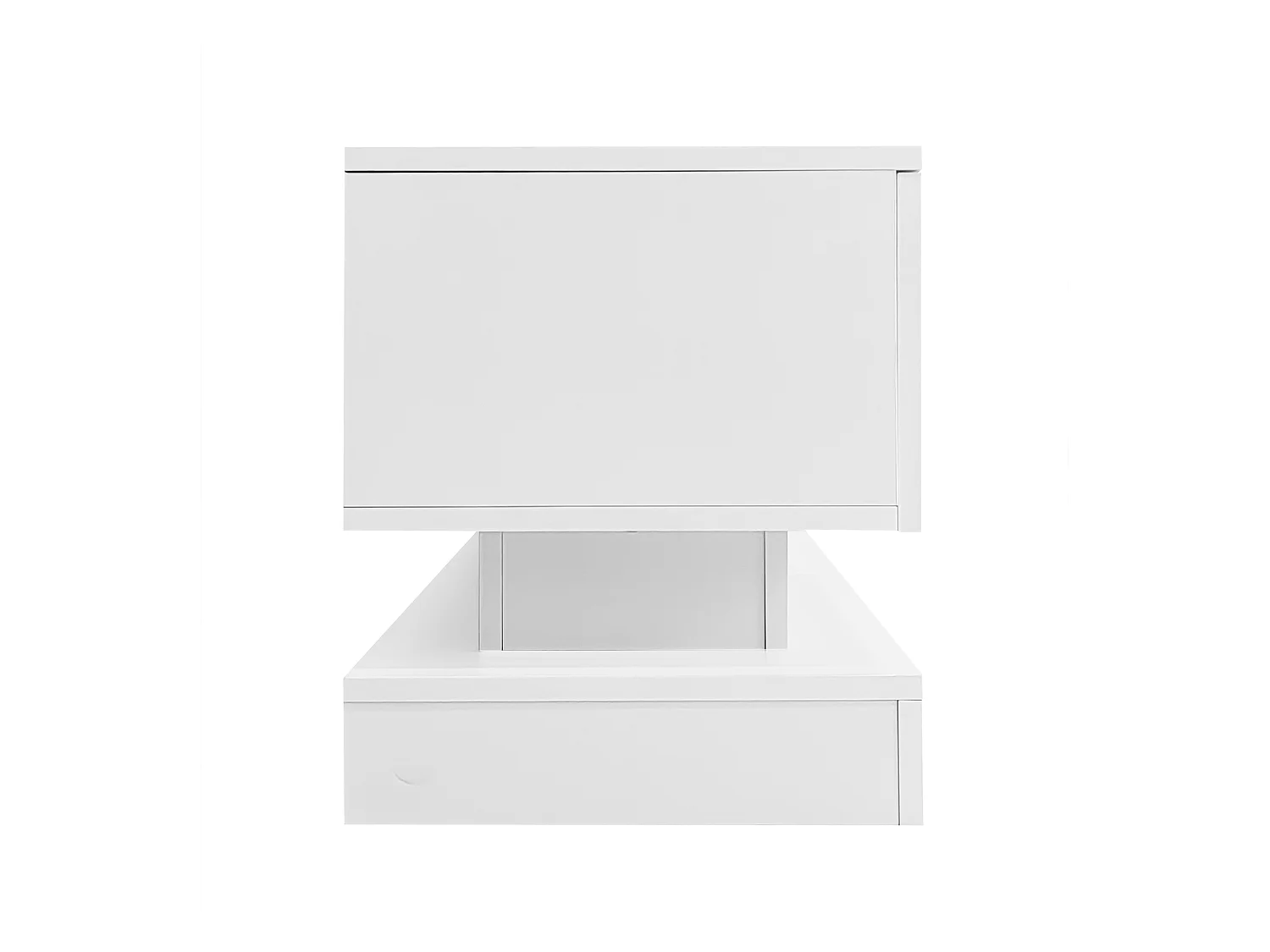Meuble TV 160x35x40.5 cm LED avec 2 portes et rangement ouvert - bois - blanc brillant