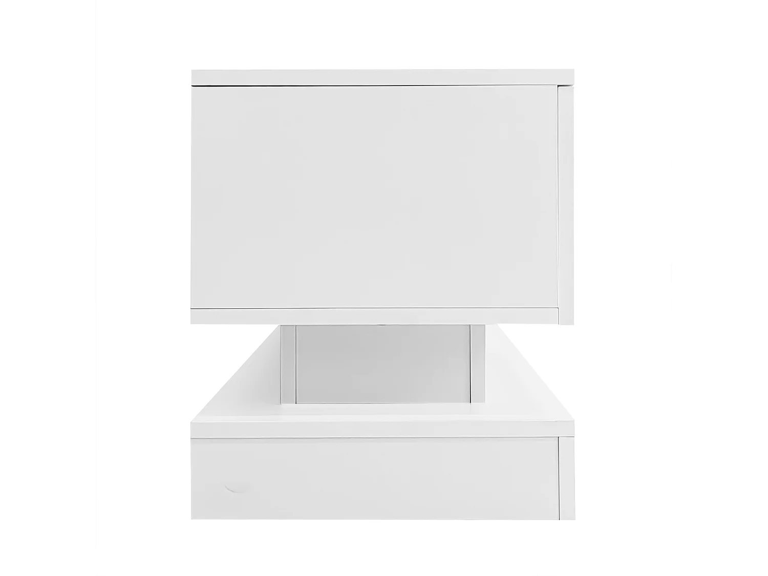 Meuble TV 160x35x40.5 cm LED avec 2 portes et rangement ouvert - bois - blanc brillant