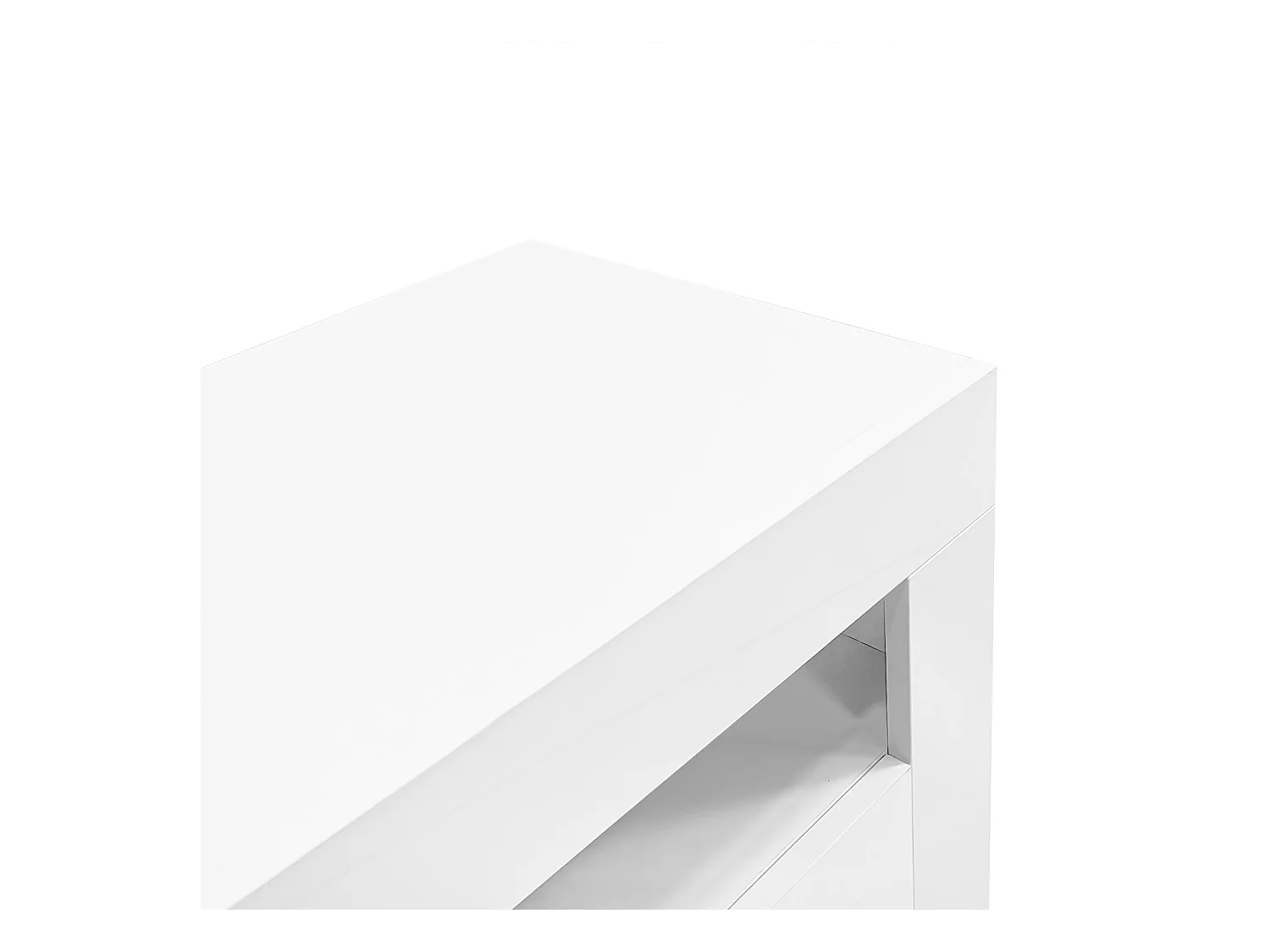 Meuble TV LED salon avec 2 portes 2 tiroirs et rangement ouvert - bois - blanc (160x35x60 cm)