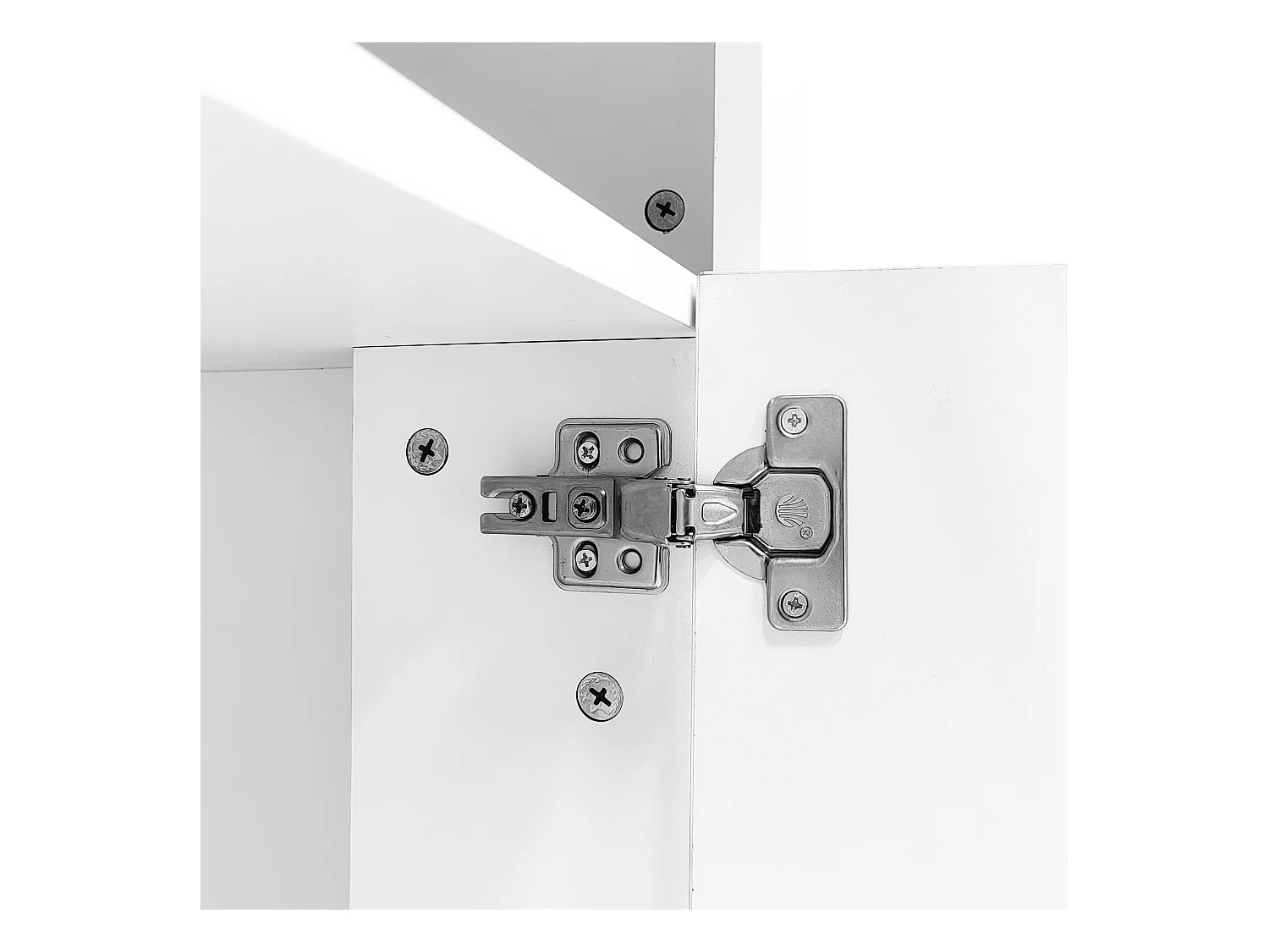 Meuble TV LED salon avec 2 portes 2 tiroirs et rangement ouvert - bois - blanc (160x35x60 cm)