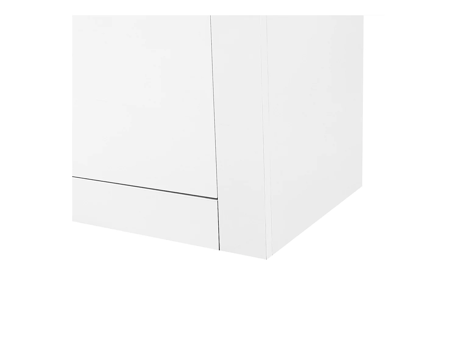 Meuble TV LED salon avec 2 portes 2 tiroirs et rangement ouvert - bois - blanc (160x35x60 cm)
