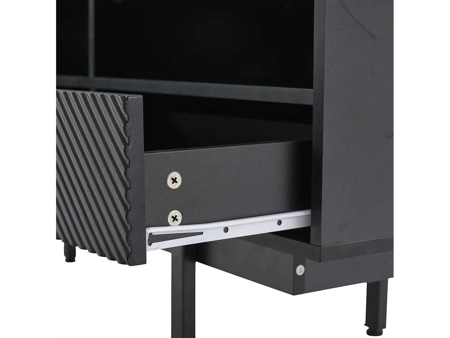 Meuble TV 200x40x51 cm avec 2 portes 2 tiroirs meuble de rangement en bois - noir