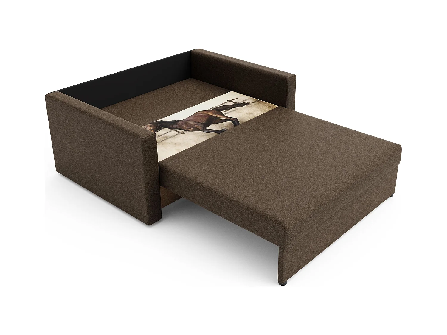 BEDANTE Sofa Amerykanka HEVEN 120 HORSE + Sawana 25 Brązowy z pojemnikiem na pościel, sofa do salonu, kanapa, sofa rozkładana, kanapa z pojemnikiem