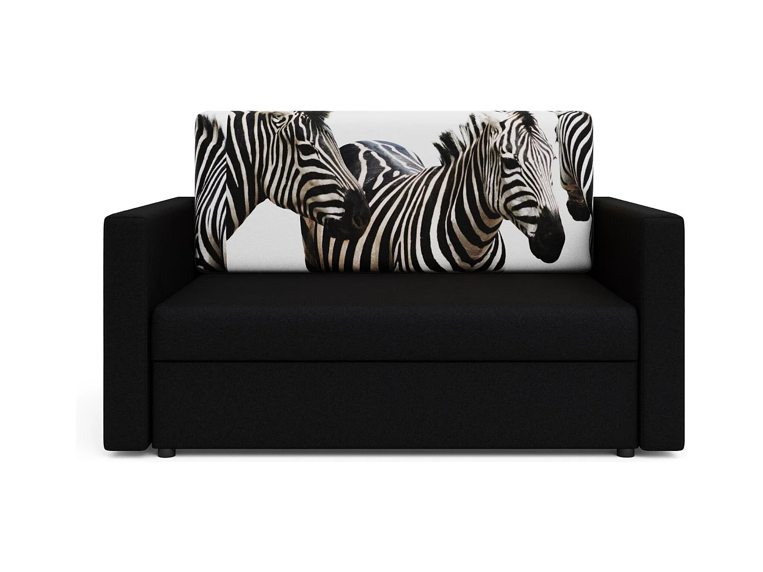 BEDANTE Sofa Amerykanka HEVEN 120 ZEBRA + Sawana 14 Czarny z pojemnikiem na pościel, sofa do salonu, kanapa, sofa rozkładana, kanapa z pojemnikiem