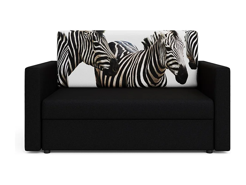 BEDANTE SOFA AMERYKANKA HEVEN 120 ZEBRA + Sawana 14 Schwarz mit Stauraum Bettkasten Wohnzimmersofa Couch Sofa Bettsofa Bettkasten Bettcouch