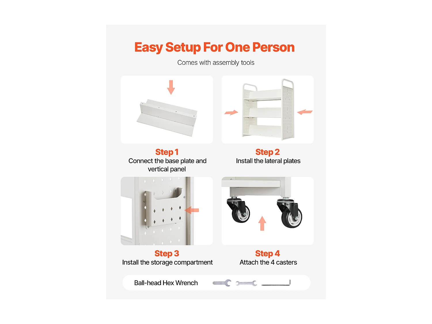 Boekenwagen SucceBuy, Laadvermogen 150 kg, Bibliotheekwagen, 97x51,5x122,5 cm, Boeken Opbergplank Dubbele Zijde, voor Woonkamer, Wit