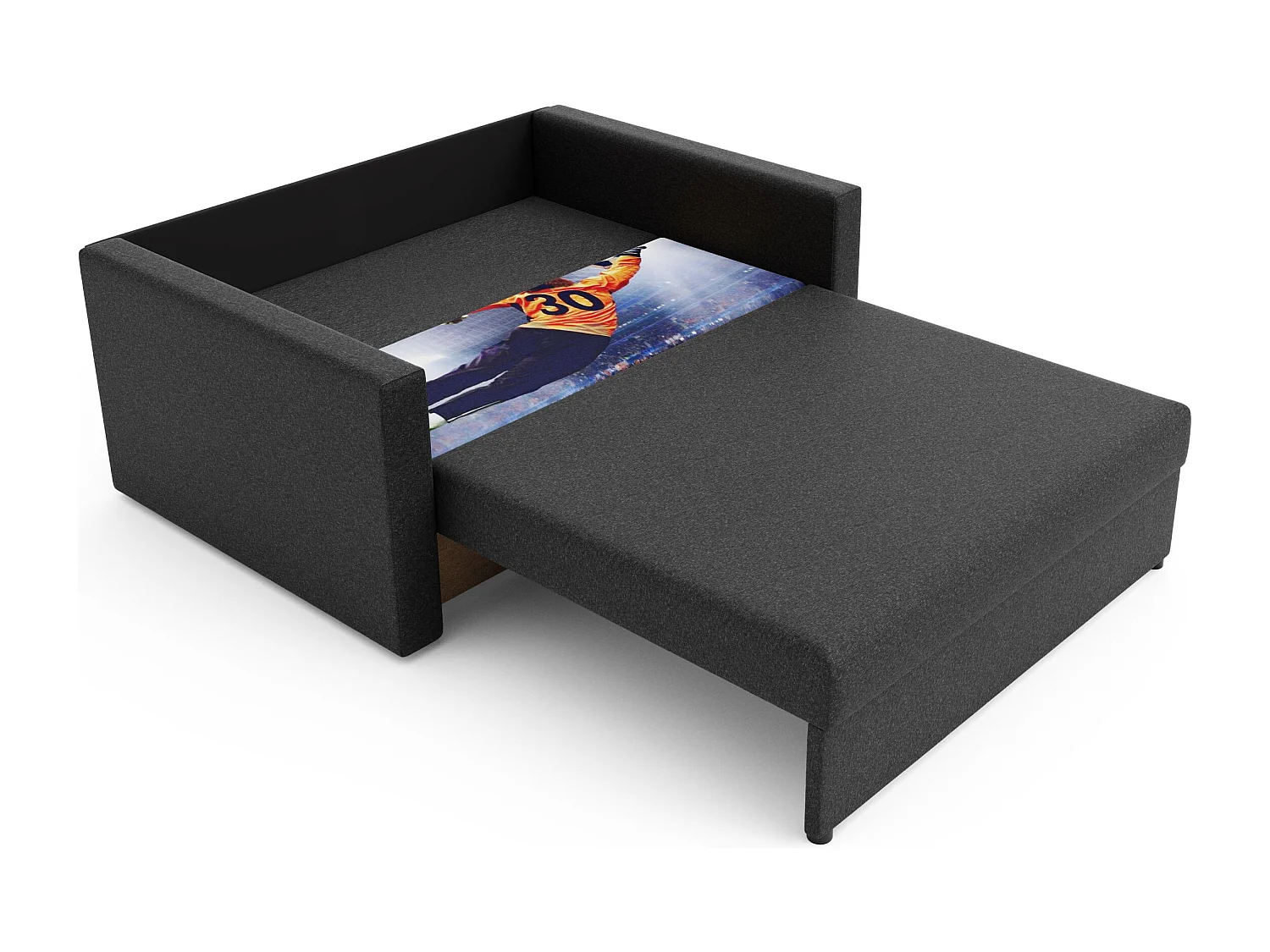 BEDANTE SOFA AMERYKANKA HEVEN 120 GOAL + Sawana 05 Dunkelgrau mit Stauraum Bettkasten Wohnzimmersofa Couch Sofa Bettsofa Bettkasten Bettcouch