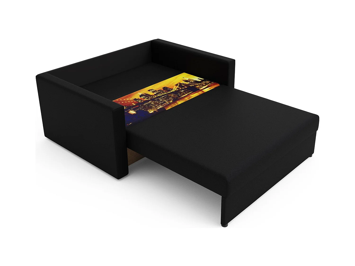 BEDANTE SOFA AMERYKANKA HEVEN 120 BRIDGE + Sawana 14 Schwarz mit Stauraum Bettkasten Wohnzimmersofa Couch Sofa Bettsofa Bettkasten Bettcouch