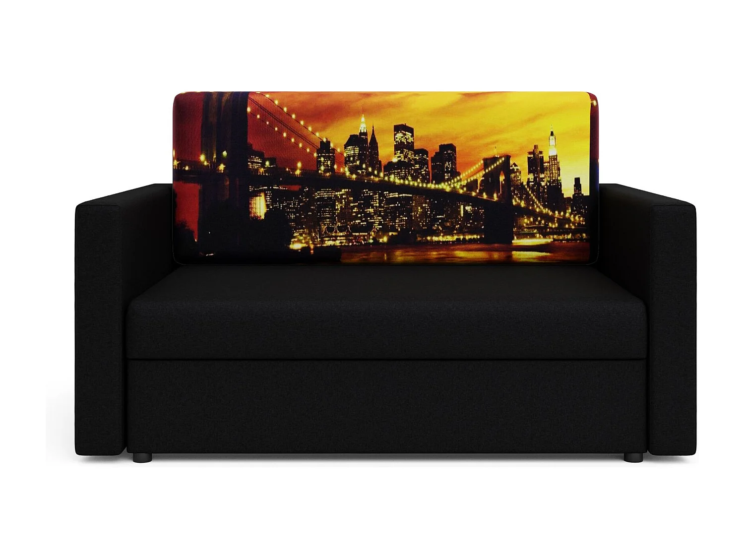 BEDANTE SOFA AMERYKANKA HEVEN 120 BRIDGE + Sawana 14 Schwarz mit Stauraum Bettkasten Wohnzimmersofa Couch Sofa Bettsofa Bettkasten Bettcouch