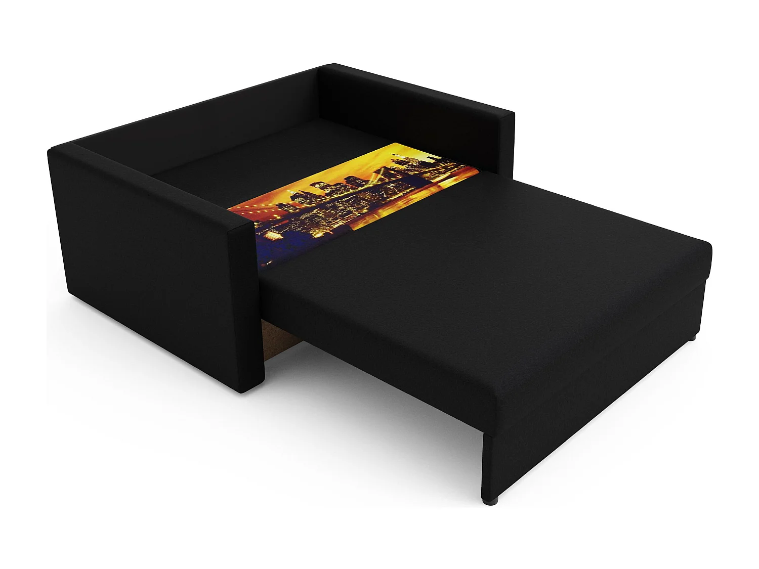 BEDANTE SOFA AMERYKANKA HEVEN 120 BRIDGE + Sawana 14 Schwarz mit Stauraum Bettkasten Wohnzimmersofa Couch Sofa Bettsofa Bettkasten Bettcouch