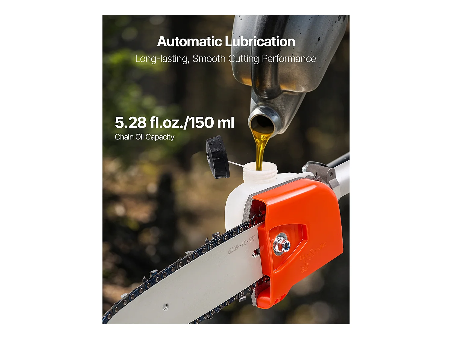 Élagueuse Thermique SucceBuy sur Perche à 2 Temps, 25 cc, Élagueuse sans Fil à Essence, avec Perche Extensible 2 m - 2,74 m, Guide-chaîne 20,3 cm