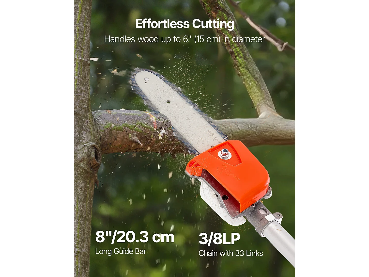 Élagueuse Thermique SucceBuy sur Perche à 2 Temps, 25 cc, Élagueuse sans Fil à Essence, avec Perche Extensible 2 m - 2,74 m, Guide-chaîne 20,3 cm