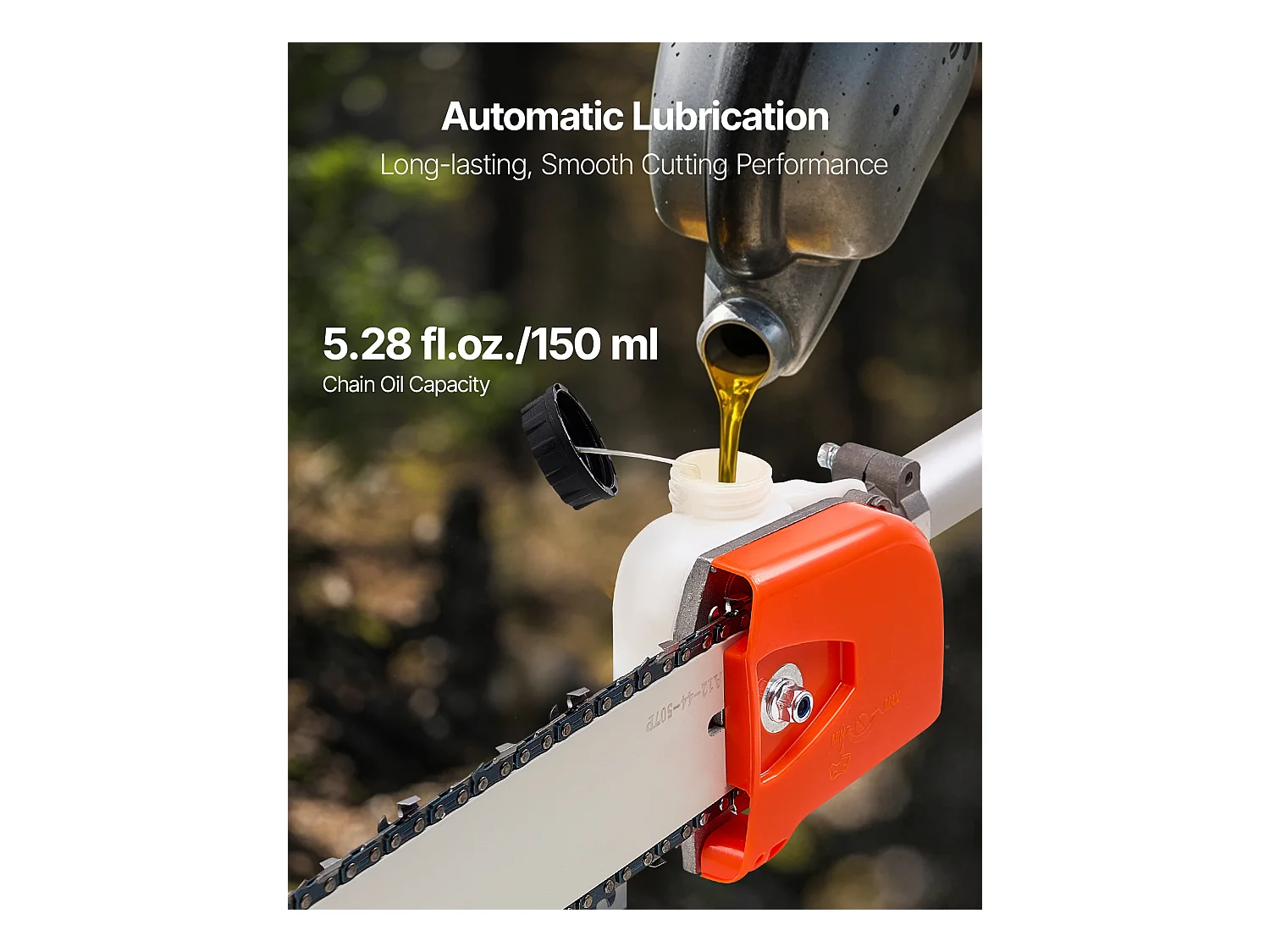 Élagueuse Thermique SucceBuy sur Perche à 2 Temps, 25 cc, Élagueuse sans Fil à Essence, avec Perche Extensible 2,12-3,62 m, Guide-chaîne 30,5 cm