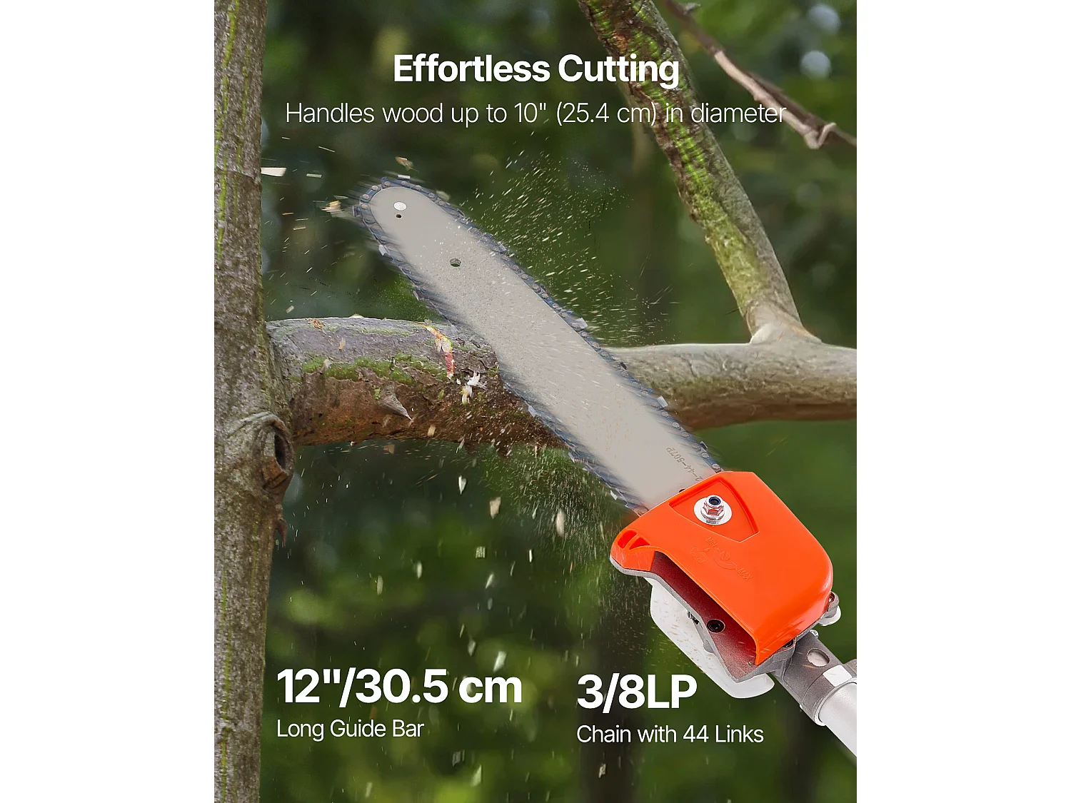 Élagueuse Thermique SucceBuy sur Perche à 2 Temps, 25 cc, Élagueuse sans Fil à Essence, avec Perche Extensible 2,12-3,62 m, Guide-chaîne 30,5 cm