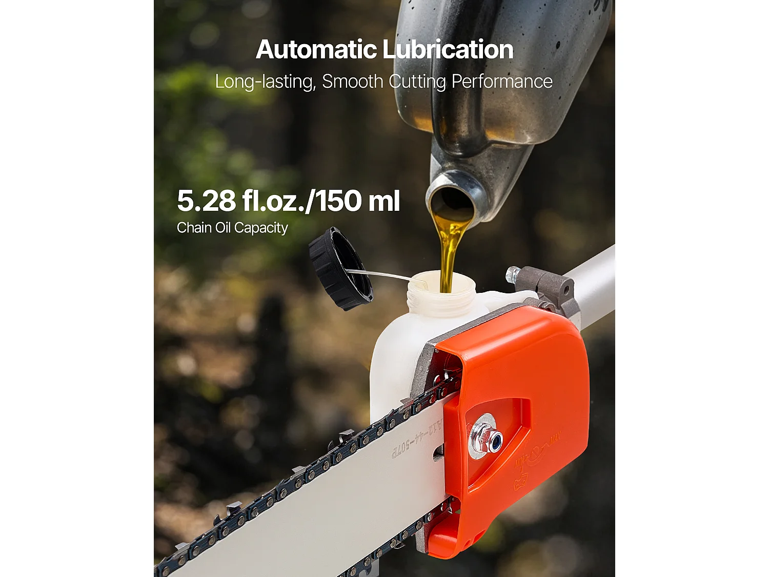Élagueuse Thermique SucceBuy sur Perche à 2 Temps, 25 cc, Élagueuse sans Fil à Essence, avec Perche Extensible 2,12-3,62 m, Guide-chaîne 30,5 cm