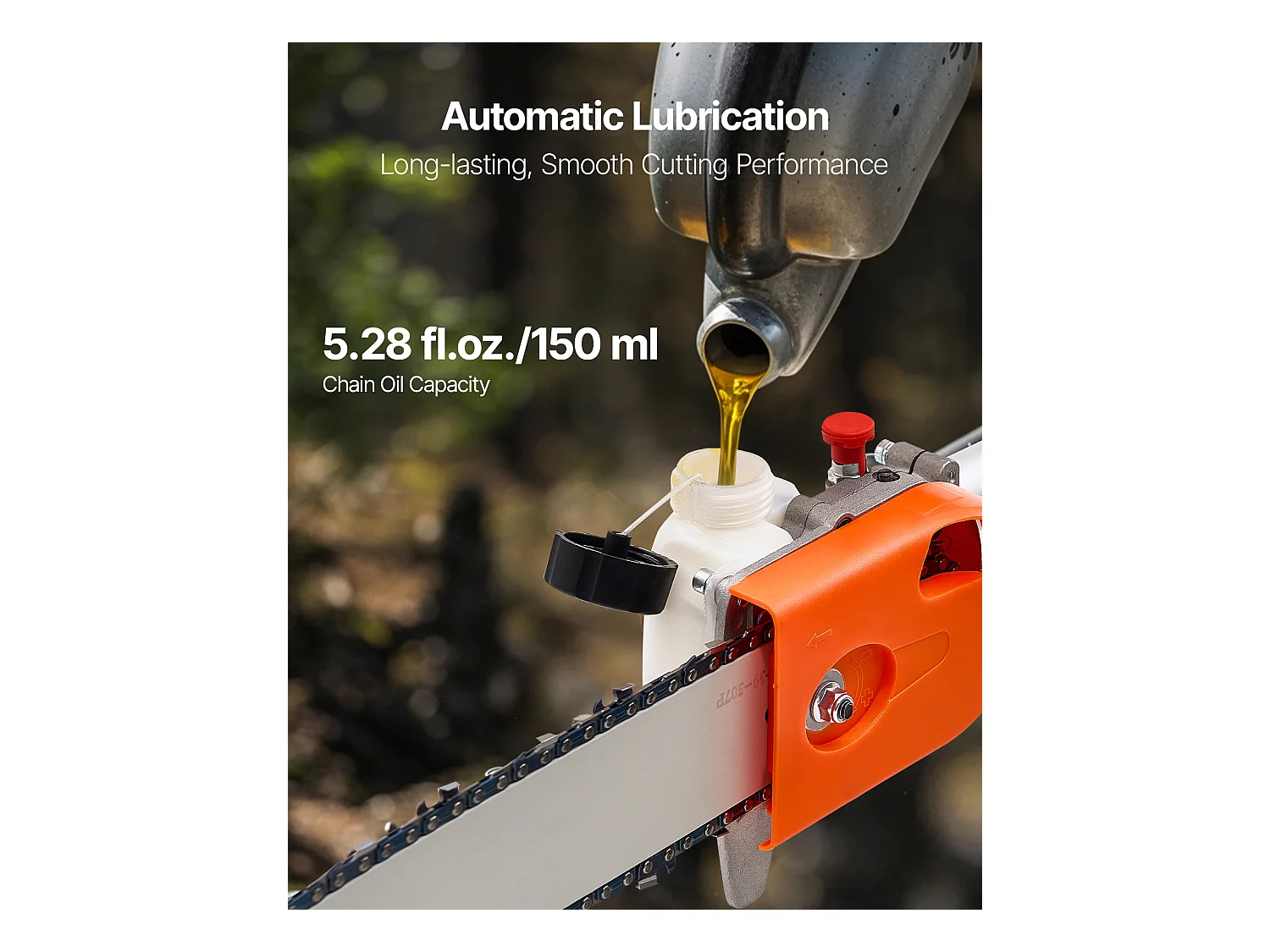 Élagueuse Thermique SucceBuy sur Perche 2 Temps 43 cc, Élagueuse sans Fil Essence, avec Tête Rotative, Perche Extensible 2,11-3,61 m, Guide-chaîne 25,4 cm