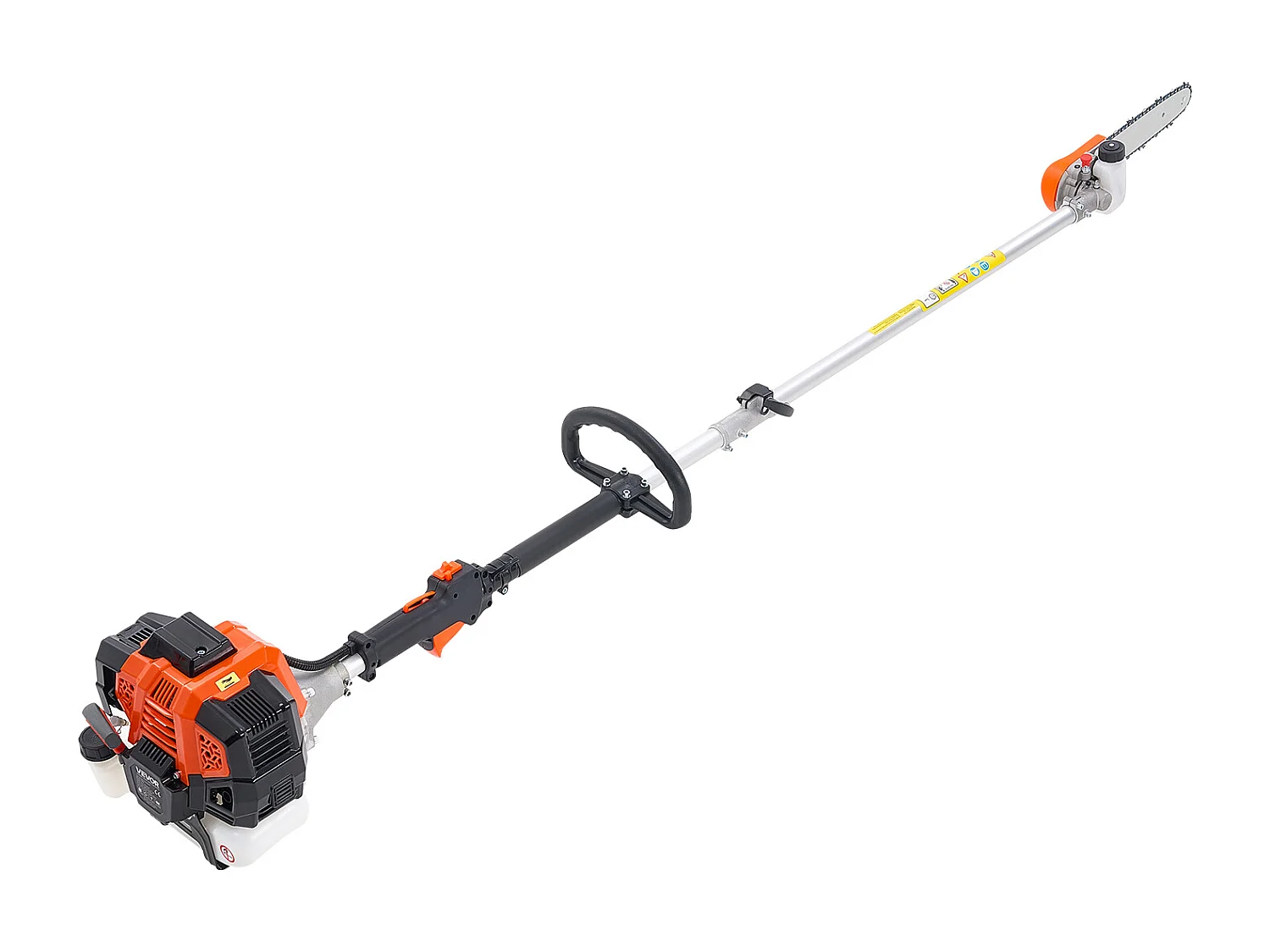 Teleskop-Motorsäge SucceBuy 2-Takt 43 cc, Kabellose Benzin-Motorsäge, mit Drehkopf, Teleskopstange 2,11-3,61 m, Schwertlänge 25,4 cm