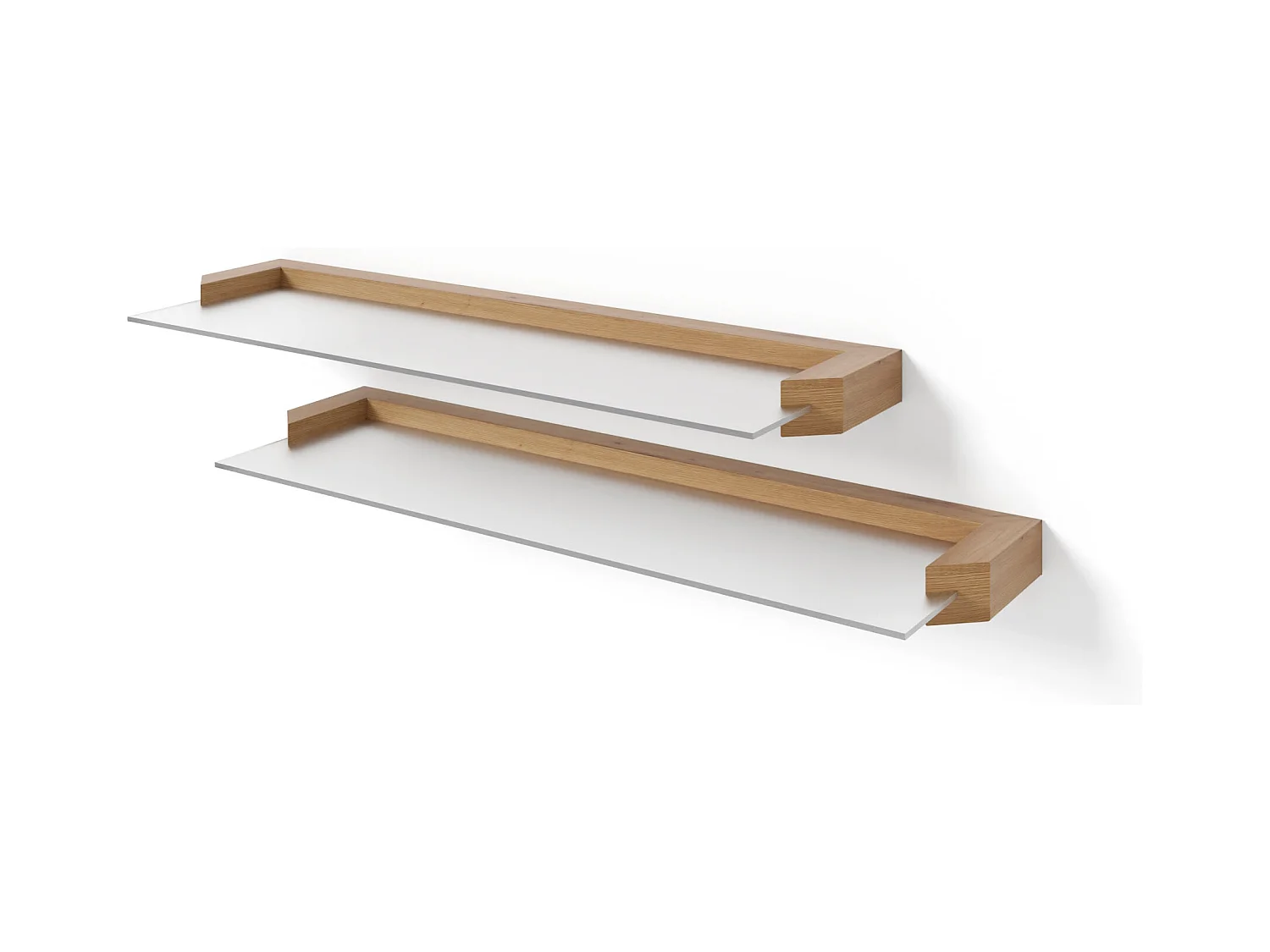 Ensemble de 2 étagères suspendues AURIS 60 cm chêne Wotan/satiné
