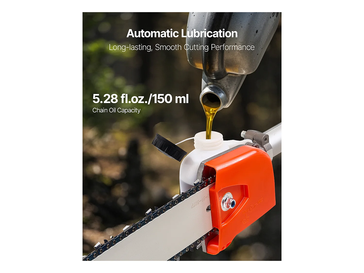 Élagueuse Thermique SucceBuy sur Perche à 2 Temps, 43 cc, Élagueuse sans Fil à Essence, avec Perche Extensible 2,08-3,58 m, Guide-chaîne 25,4 cm
