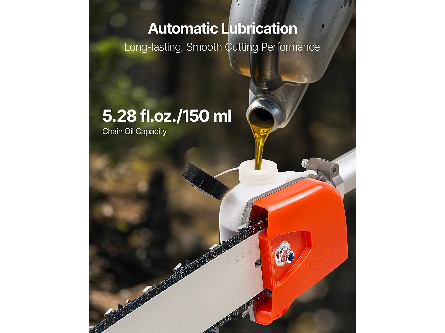 Élagueuse Thermique SucceBuy sur Perche à 2 Temps, 43 cc, Élagueuse sans Fil à Essence, avec Perche Extensible 2,08-3,58 m, Guide-chaîne 25,4 cm