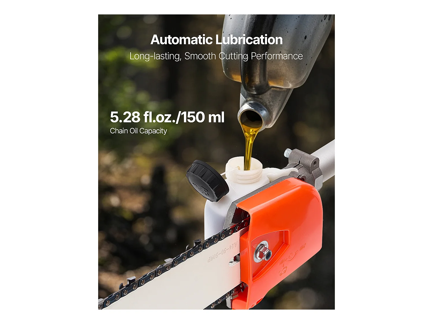 Élagueuse Thermique SucceBuy sur Perche à 2 Temps, 52 cc, Élagueuse sans Fil à Essence, avec Perche Extensible 2,2 m-2,94 m, Guide-chaîne 35,6 cm