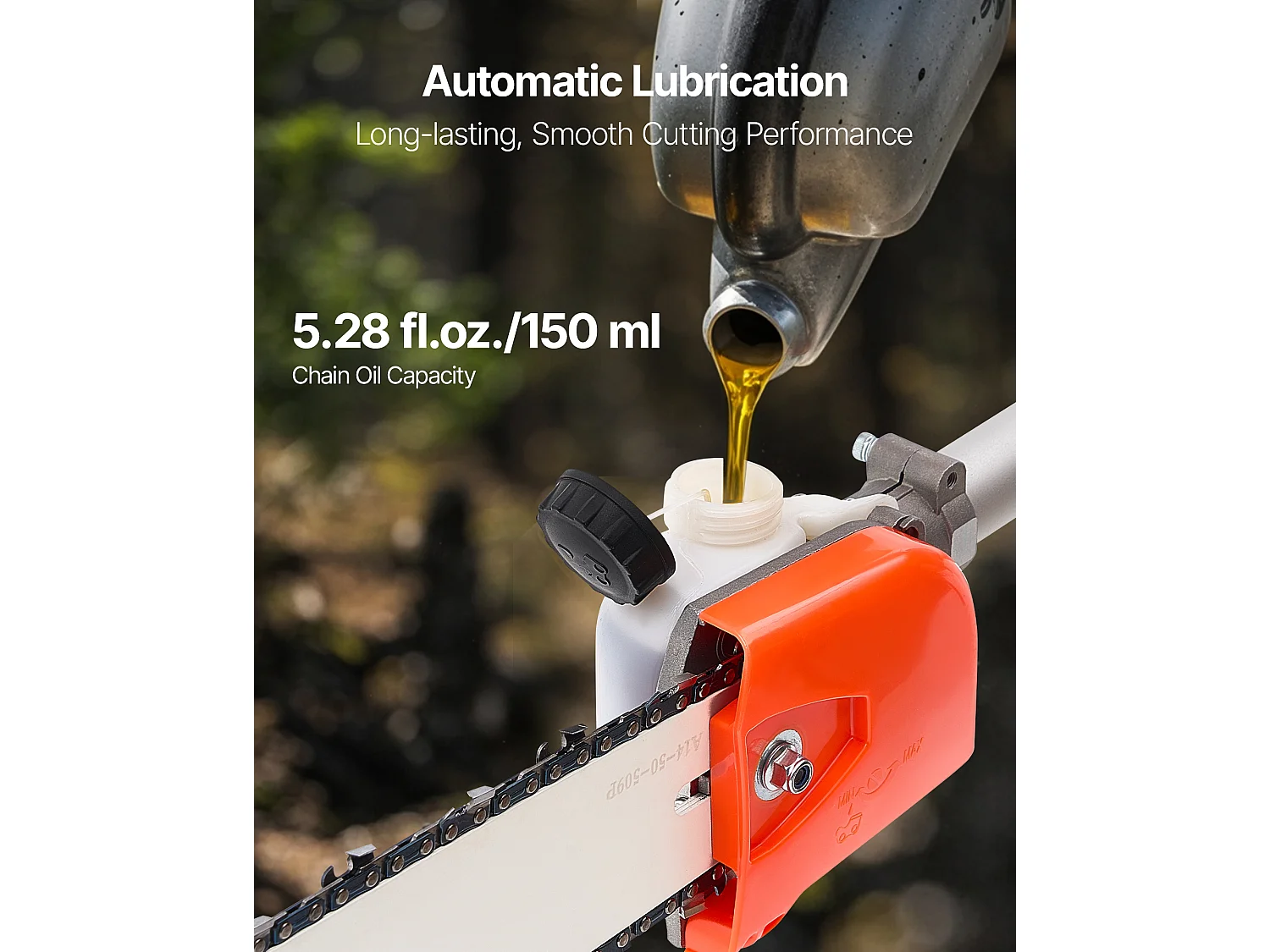 Teleskop-Motorsäge SucceBuy 2-Takt, 52 cc, Kabellose Benzin-Motorsäge, mit Teleskopstange 2,2 m-2,94 m, Schwertlänge 35,6 cm
