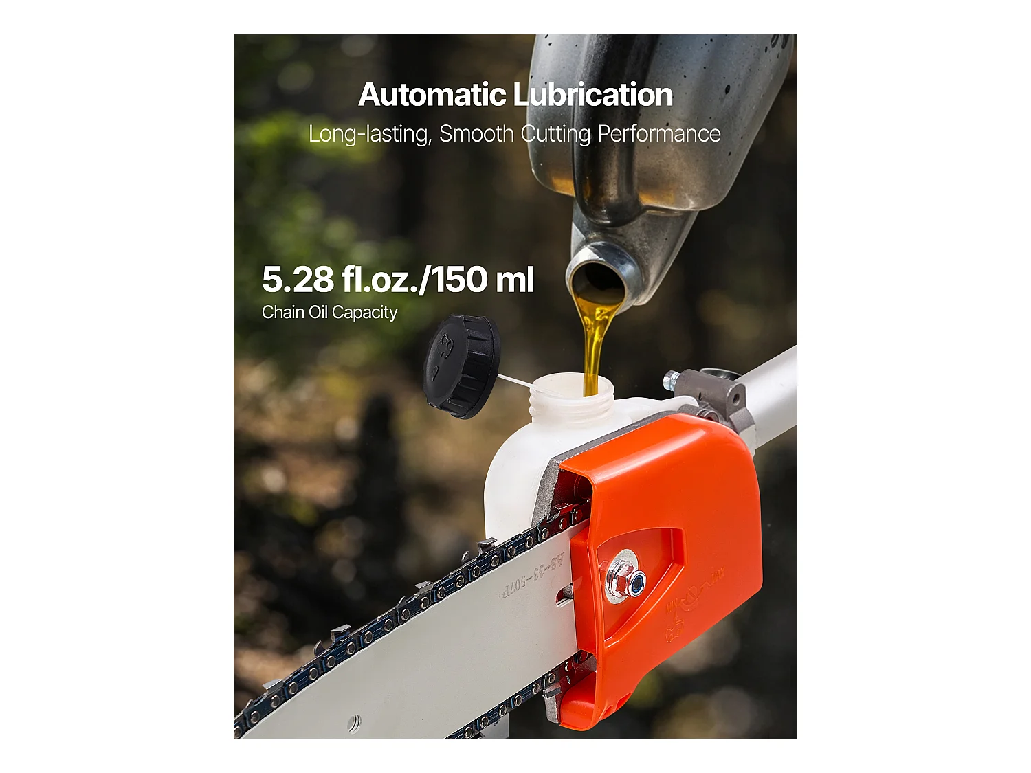 Élagueuse Thermique SucceBuy sur Perche à 2 Temps, 33 cc, Élagueuse sans Fil à Essence, avec Perche Extensible 2,04-3,54 m, Guide-chaîne 20,3 cm