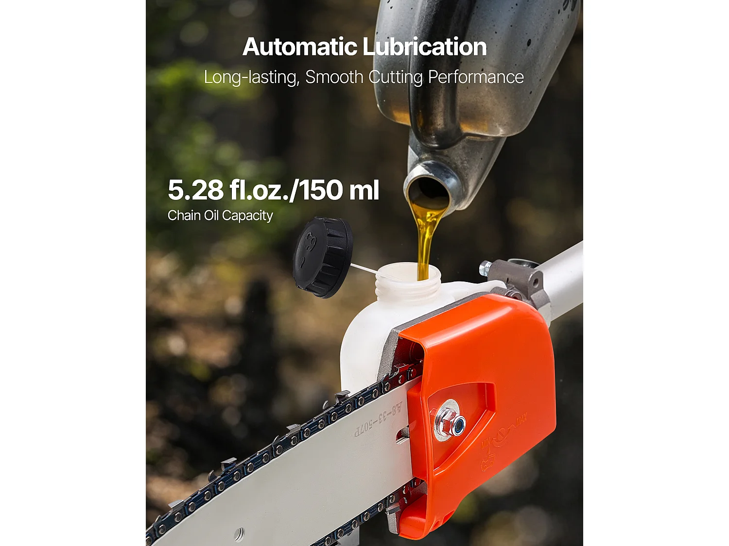 Élagueuse Thermique SucceBuy sur Perche à 2 Temps, 33 cc, Élagueuse sans Fil à Essence, avec Perche Extensible 2,04-3,54 m, Guide-chaîne 20,3 cm
