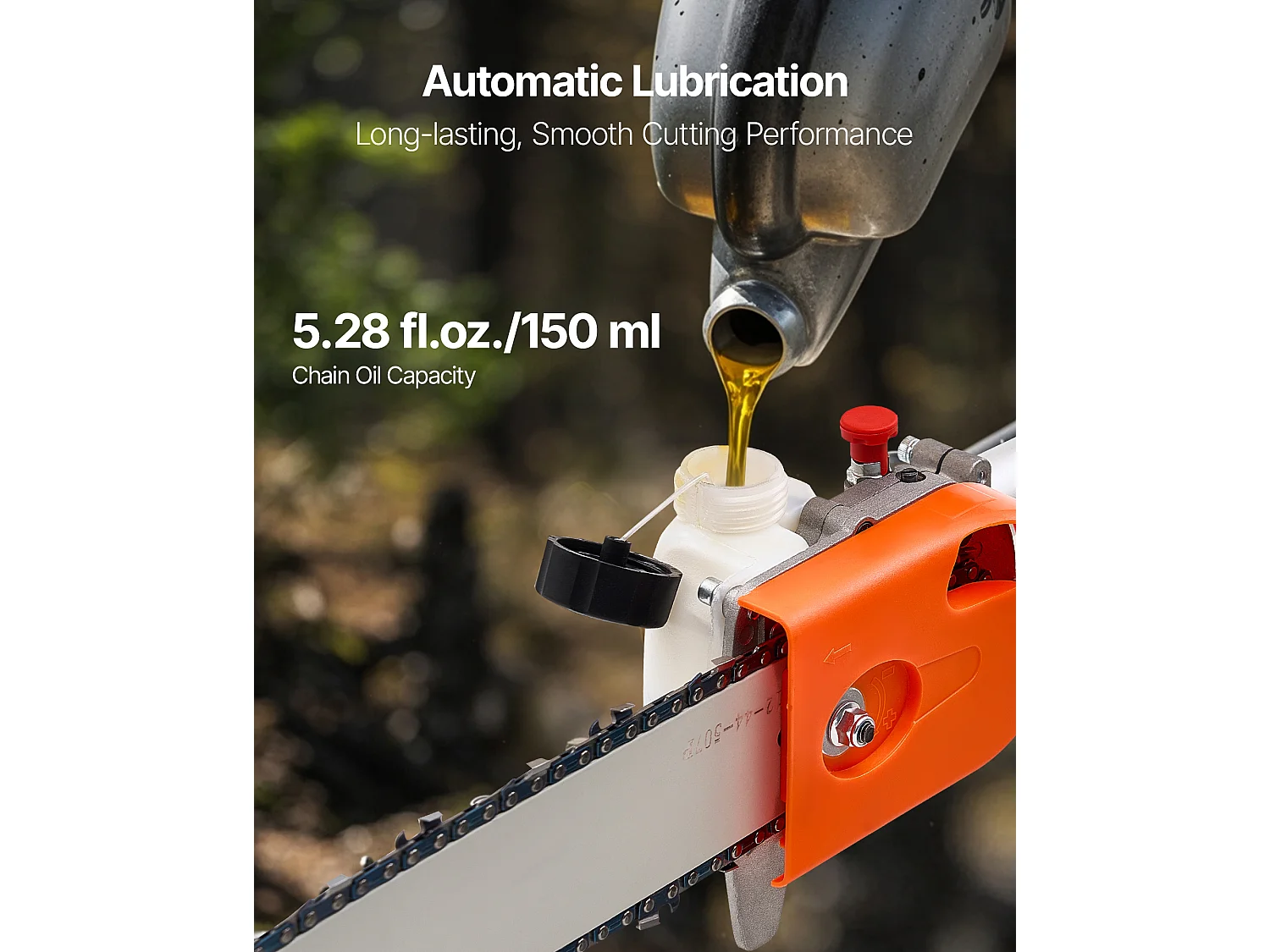 Pilarka na Wysięgniku Termiczna SucceBuy 2-Suwowa 43 cc, Bezprzewodowa Pilarka Benzynowa, z Obrrotową Głowicą, Wysięgnik Teleskopowy 2,16-3,66 m, Ostrze 25,4 cm