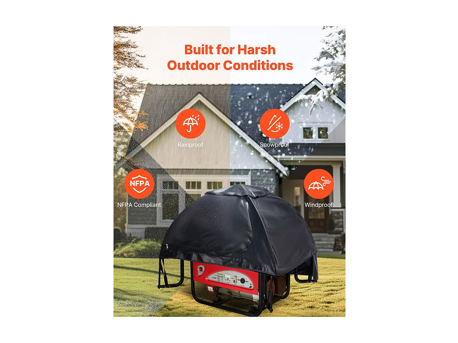 Housse de Protection SucceBuy pour Générateur Universelle et Étanche 91,5x66x66 cm, Couverture pour Groupe Électrogène en Oxford, Compatible avec la Plupart
