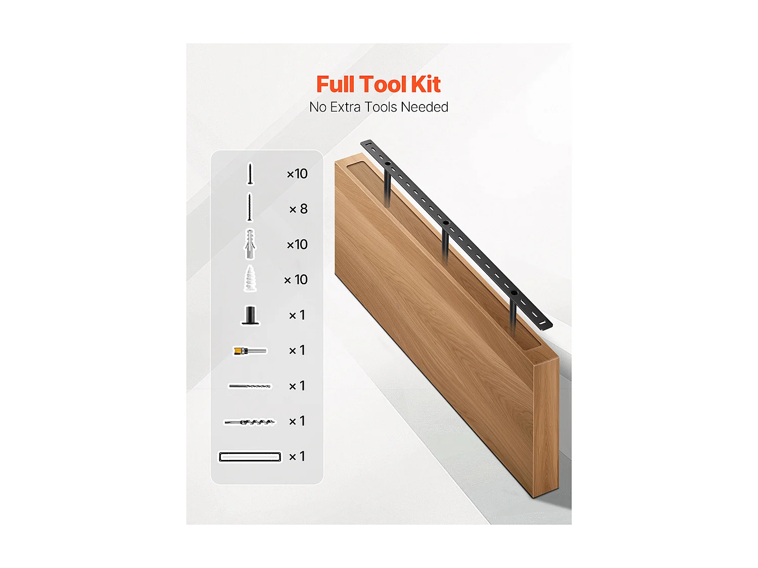 Ondersteuning voor Zwevende Plank SucceBuy, 86.36x15.74x3.81 cm, Onzichtbare Robuuste Wandplank Drager, Draagvermogen 86 kg, met Accessoires