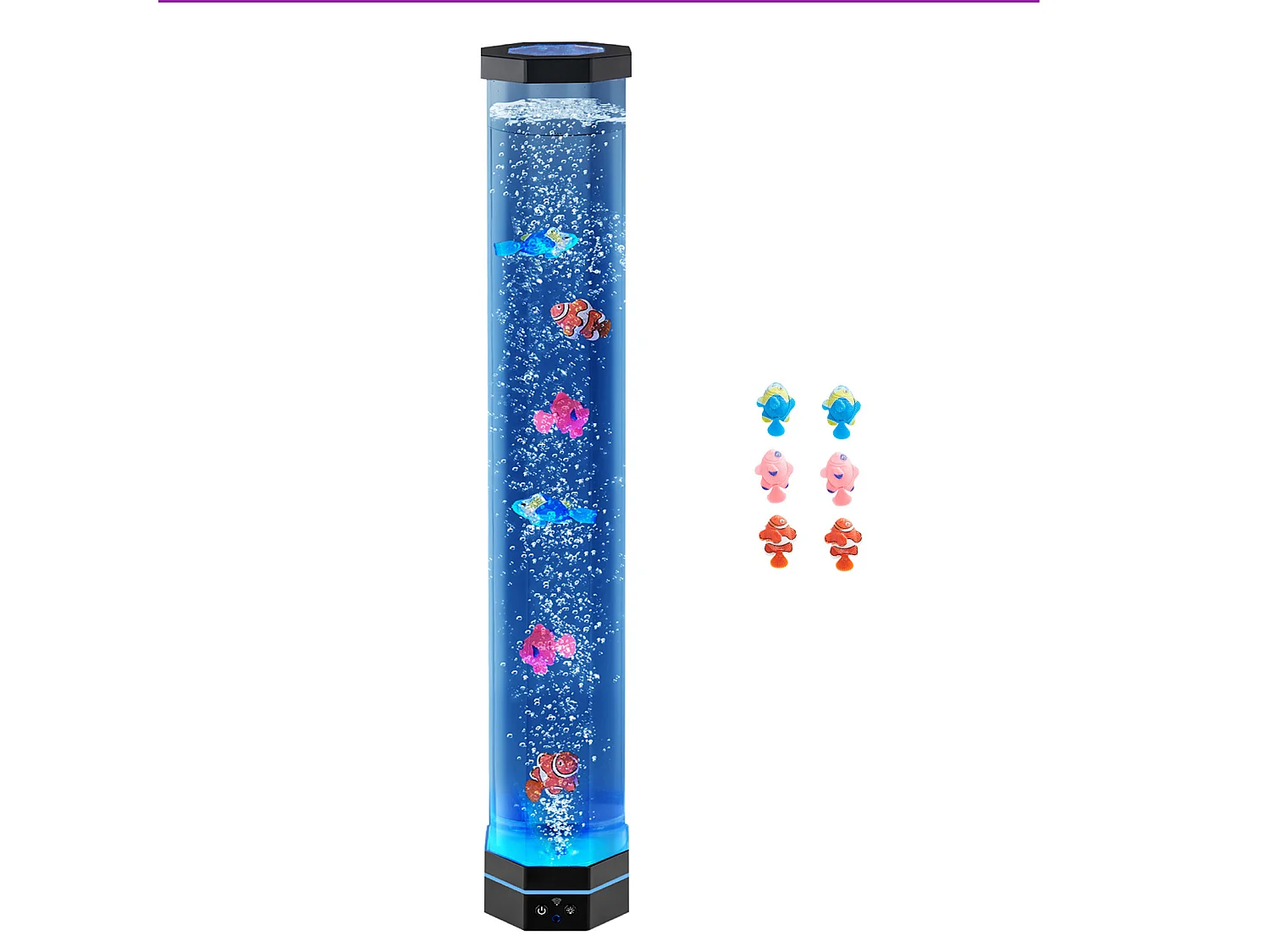 Bubbellamp SucceBuy met 6 Zwevende Vissen, 80 cm, 16 Kleurveranderende Lichteffecten, Sfeerlamp voor Slaapkamer, Woonkamer