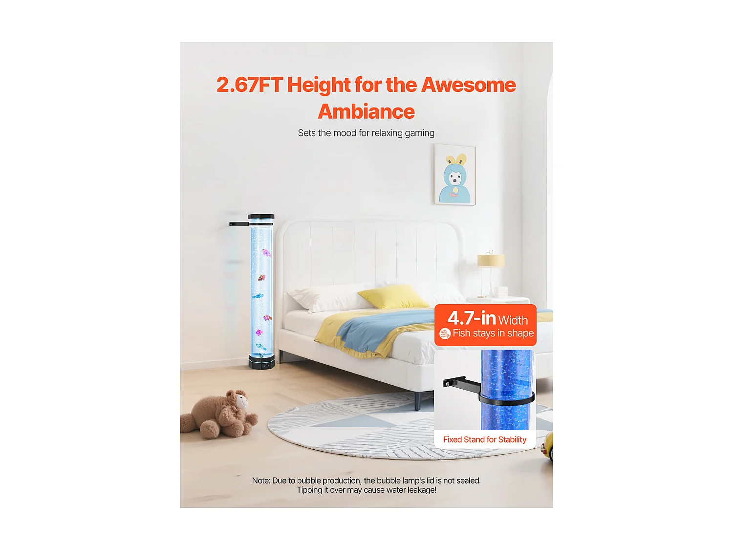 Bubbellamp SucceBuy met 6 Zwevende Vissen, 80 cm, 16 Kleurveranderende Lichteffecten, Sfeerlamp voor Slaapkamer, Woonkamer