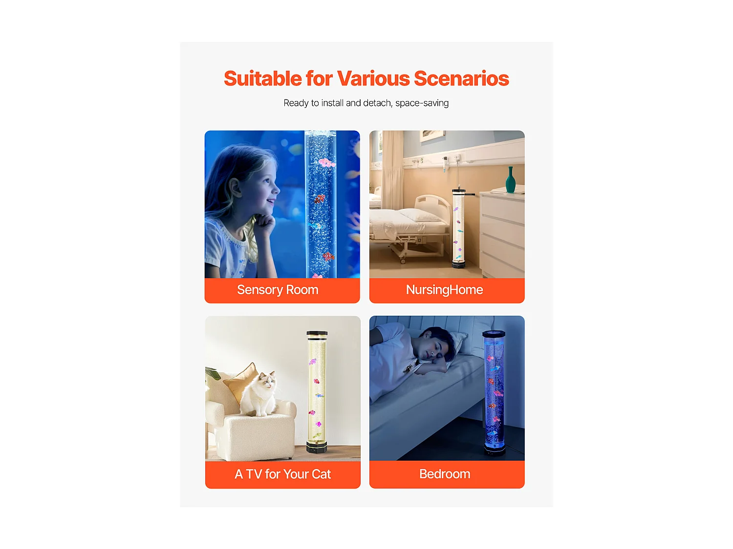 Bubbellamp SucceBuy met 6 Zwevende Vissen, 80 cm, 16 Kleurveranderende Lichteffecten, Sfeerlamp voor Slaapkamer, Woonkamer