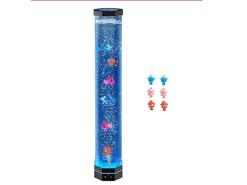 Bubbellamp SucceBuy met 6 Zwevende Vissen, 80 cm, 16 Kleurveranderende Lichteffecten, Sfeerlamp voor Slaapkamer, Woonkamer