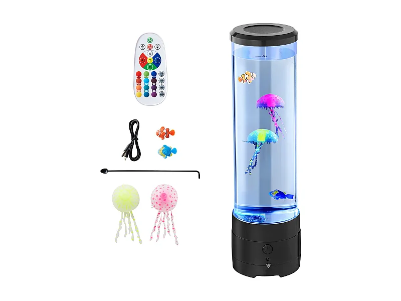 Lámpara de Burbujas SucceBuy con Medusas Flotantes, 38.2 cm, 16 Efectos de Luces Cambiantes de Color, para Dormitorio, Decoración de Interiores