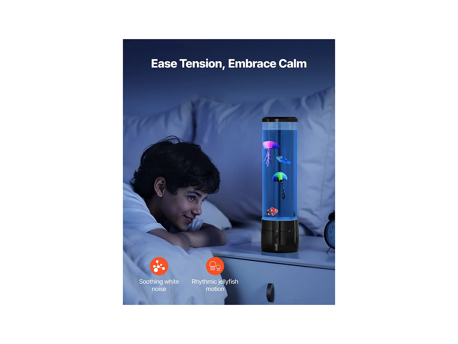 Lampe à Bulles SucceBuy à Poissons Méduses Flottants, 38.2 cm, 16 Effets de Lumières Changeantes de Couleur, pour Chambre à Coucher, Décoration Intérieure