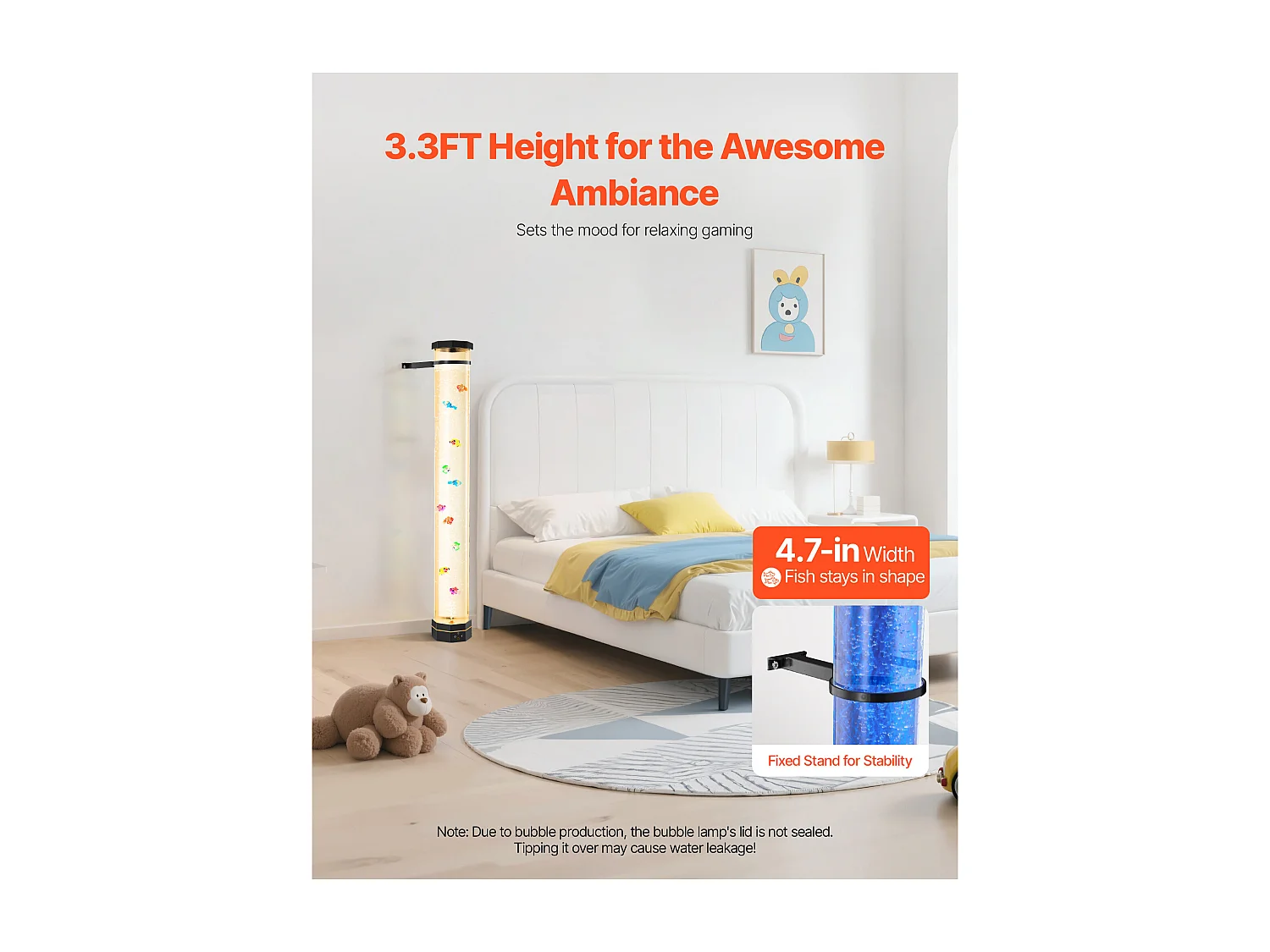 Lampe à Bulles SucceBuy avec 10 Poissons Flottants, 1 m, 16 Effets de Lumières Changeantes de Couleur, Lampe Ambiance pour Chambre à Coucher, Salon