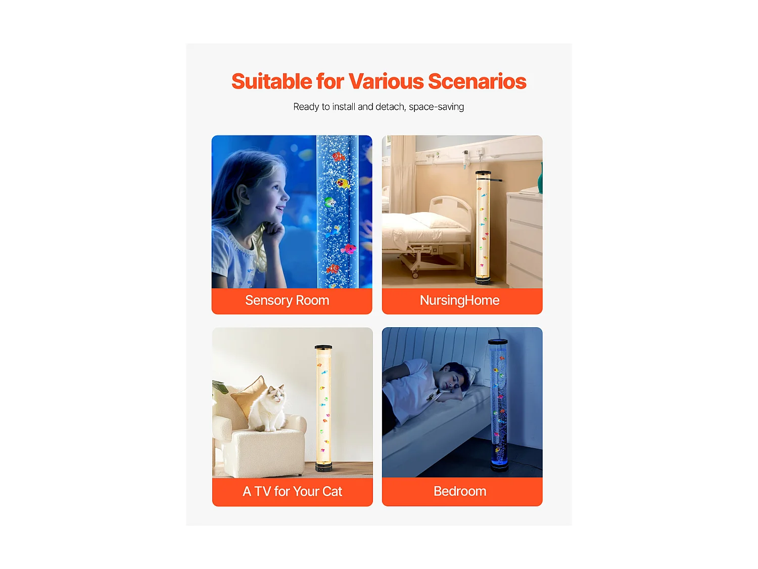 Lampe à Bulles SucceBuy avec 10 Poissons Flottants, 1 m, 16 Effets de Lumières Changeantes de Couleur, Lampe Ambiance pour Chambre à Coucher, Salon