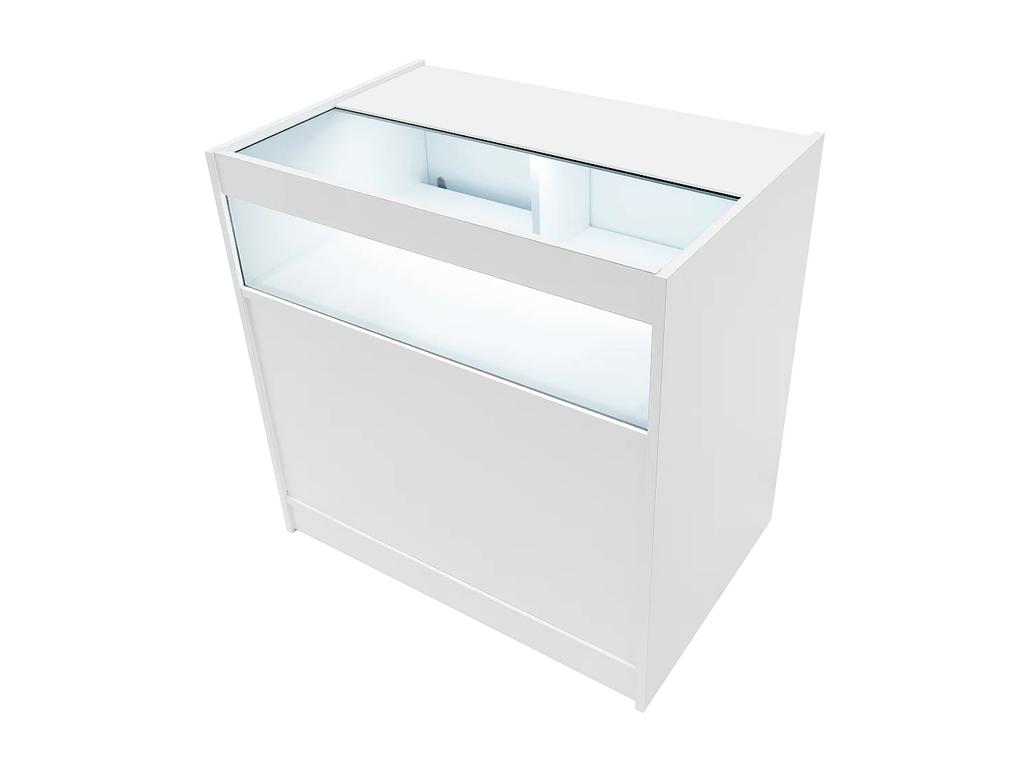 Set Bancone Bianco Theseus LED B900 LM60 con Serratura e Vetrina Espositiva