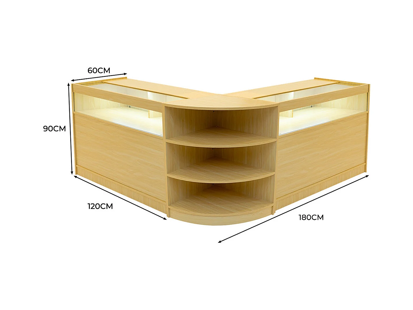Theseus LED Verkaufstheken-Set LM60 + B1200 (2 Stück) – Ahorn