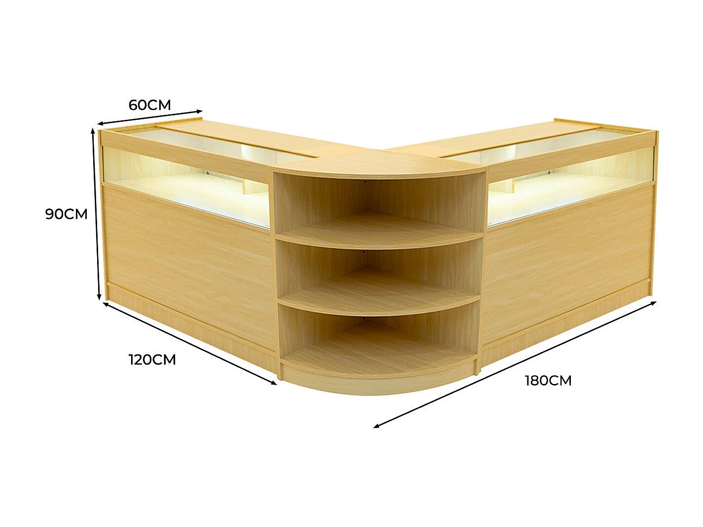 Comptoirs de Vente à LED Ensemble Theseus - Érable LM60, 2 x B1200
