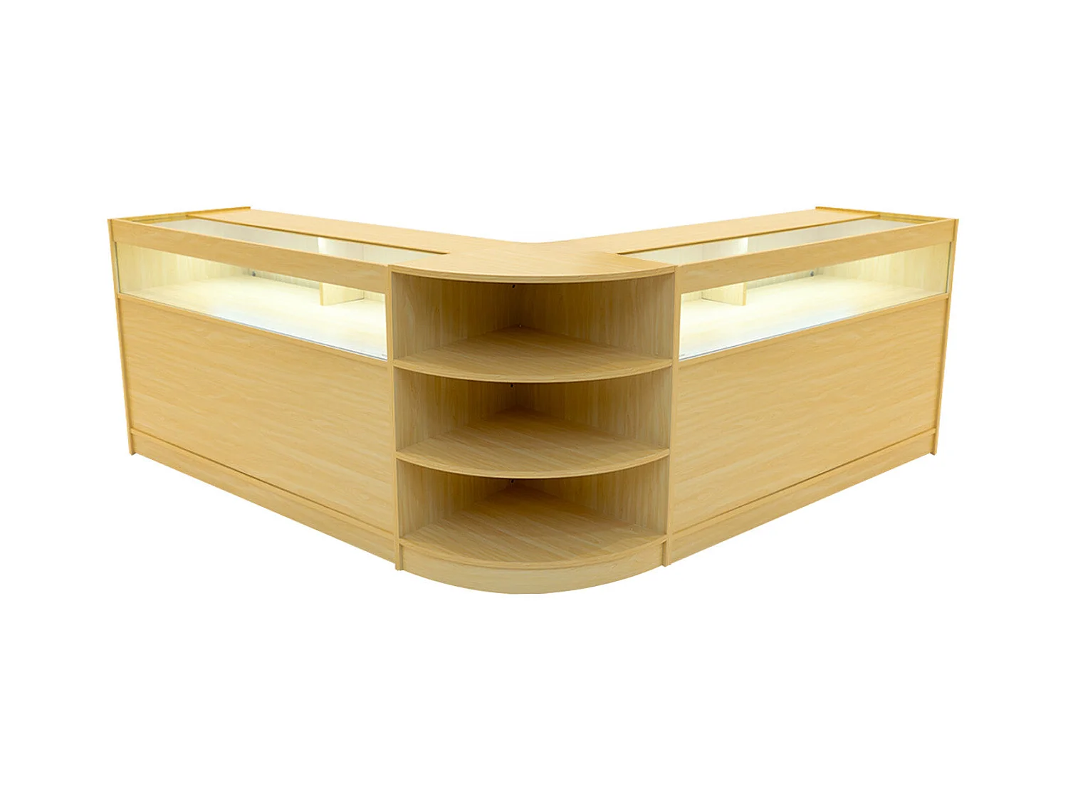 Set Bancone Acero Theseus LED B1500 LM60 con Serratura e Vetrina Espositiva