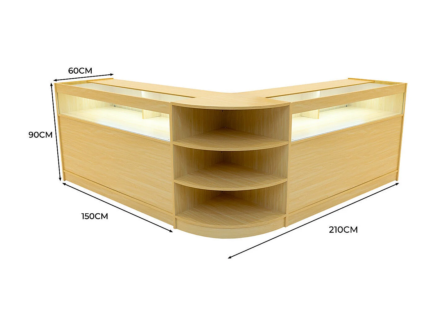 Comptoirs de Vente à LED Ensemble Theseus - Érable LM60, 2 x B1500