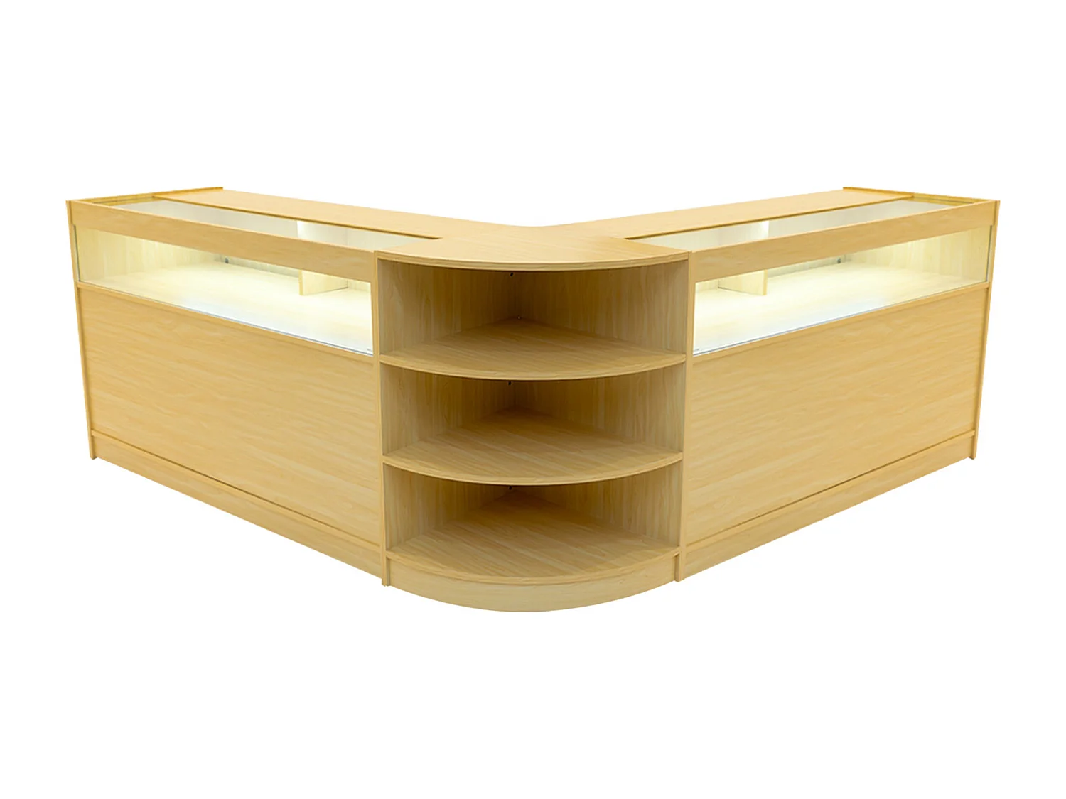 Set Bancone Acero Theseus LED B1500 LM60 con Serratura e Vetrina Espositiva