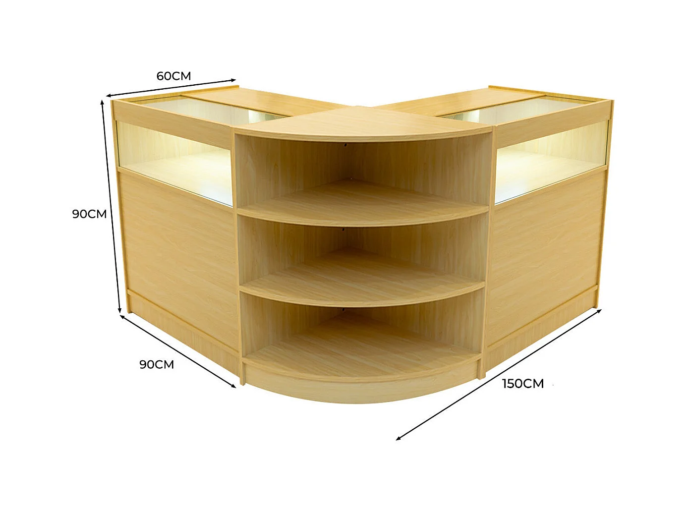 Set Bancone Acero Theseus LED B900 LM60 con Serratura e Vetrina Espositiva