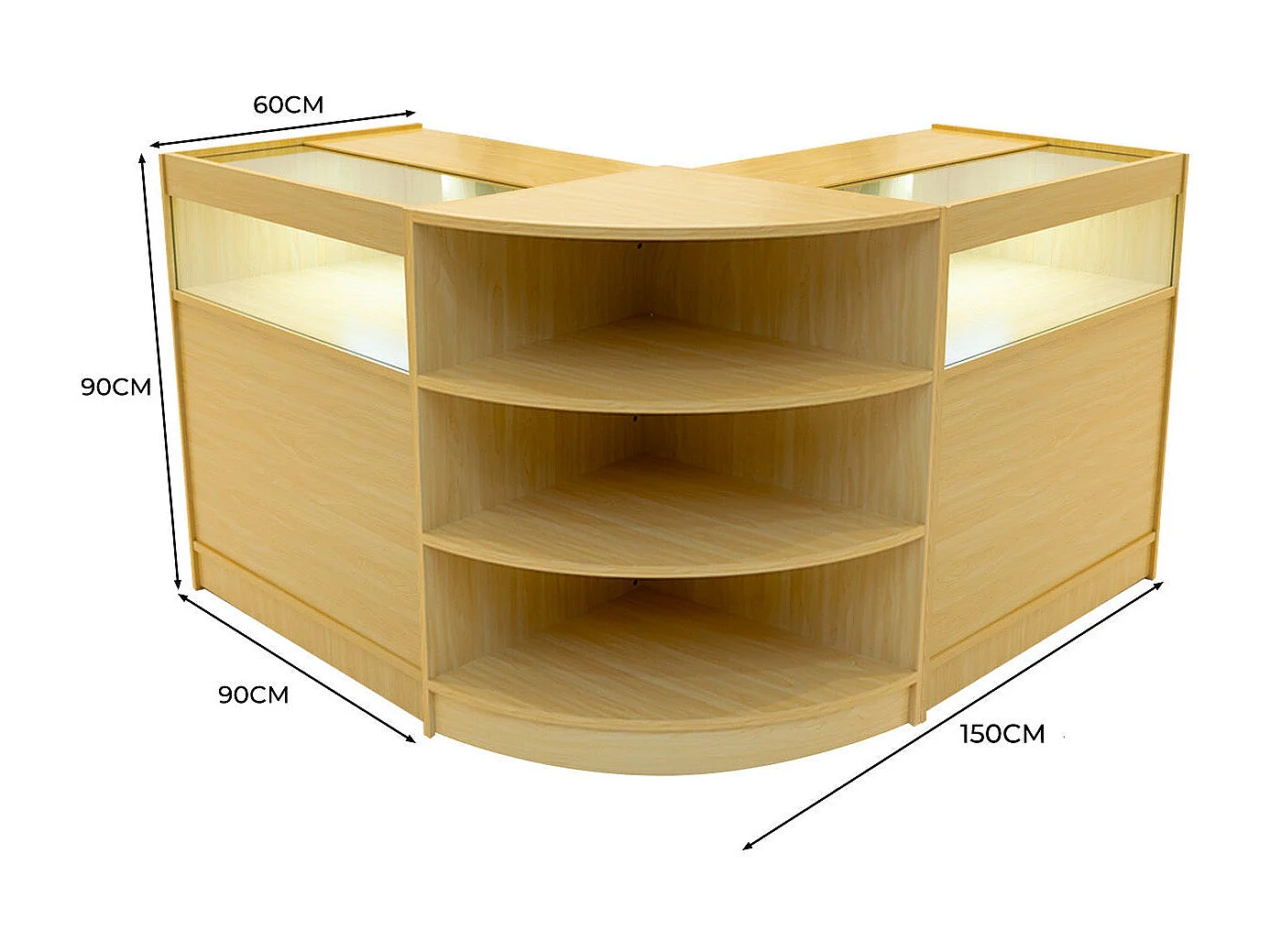 Theseus LED Winkel Toonbank Set LM60 & 2 x B900 - Esdoorn