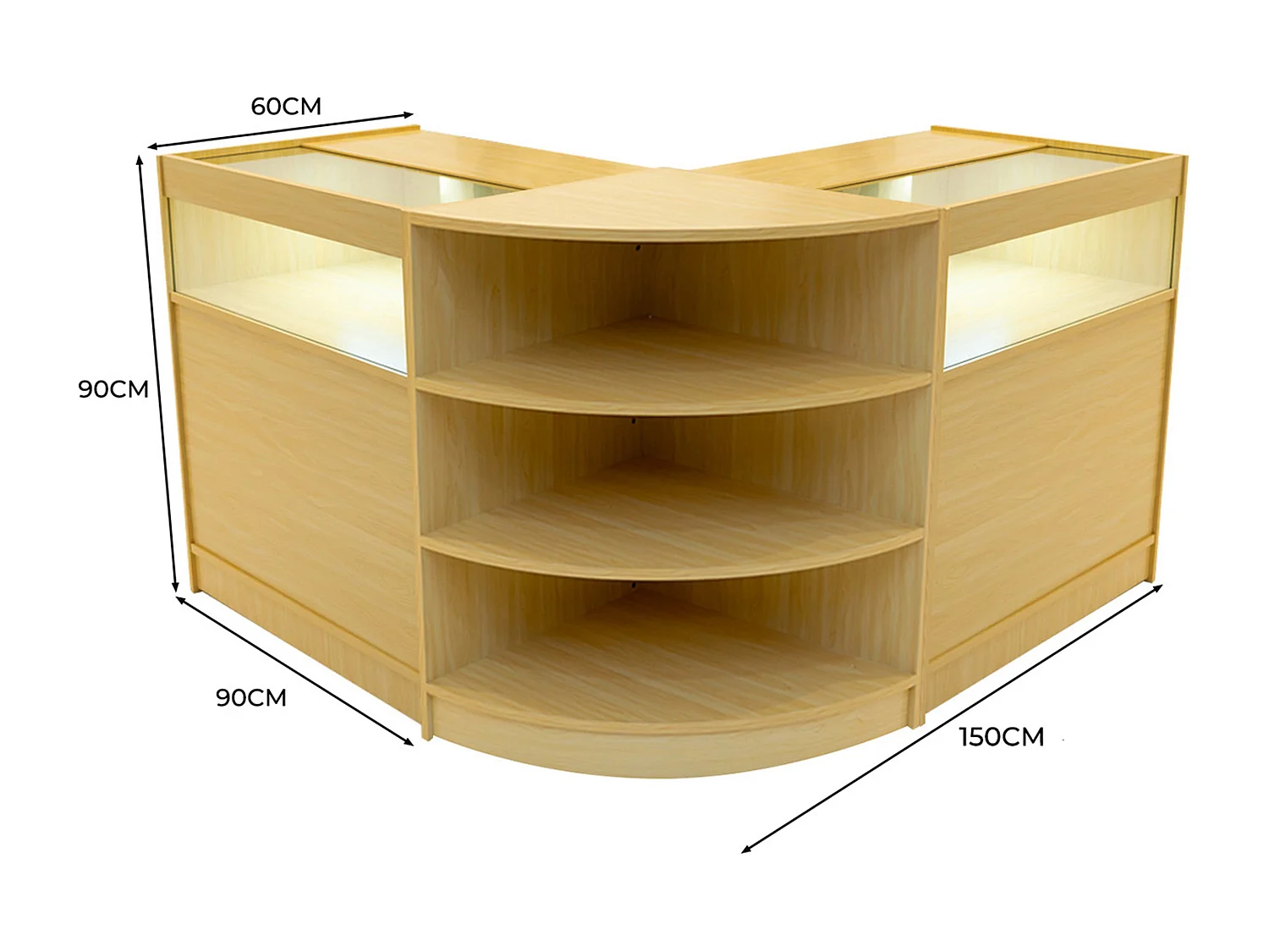 Set Bancone Acero Theseus LED B900 LM60 con Serratura e Vetrina Espositiva