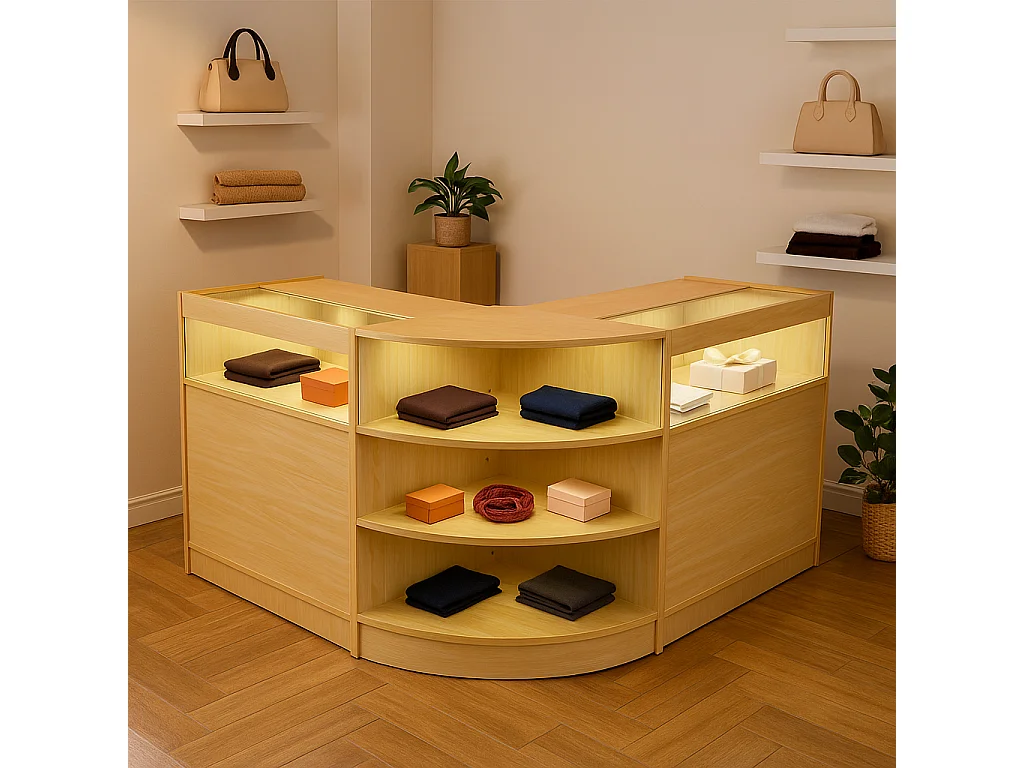 Set Bancone Acero Theseus LED B900 LM60 con Serratura e Vetrina Espositiva